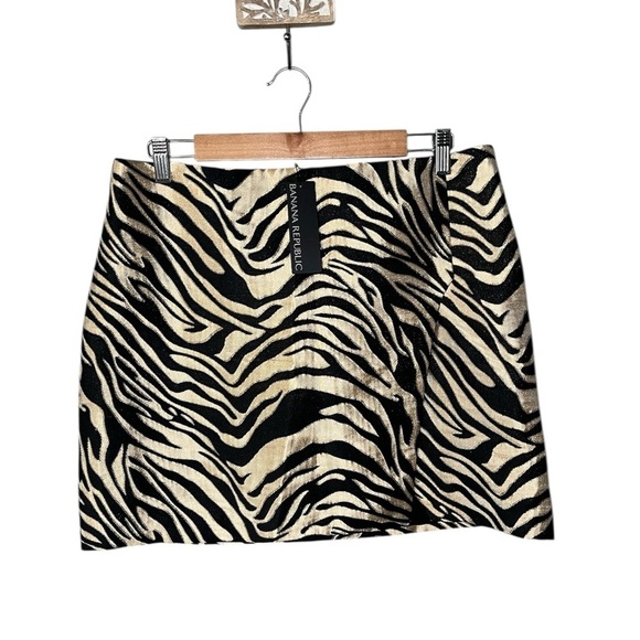 NWT Banana Republic Eclat Brocade Mini Skirt Metallic Gold Zebra - Picture 3 of 12